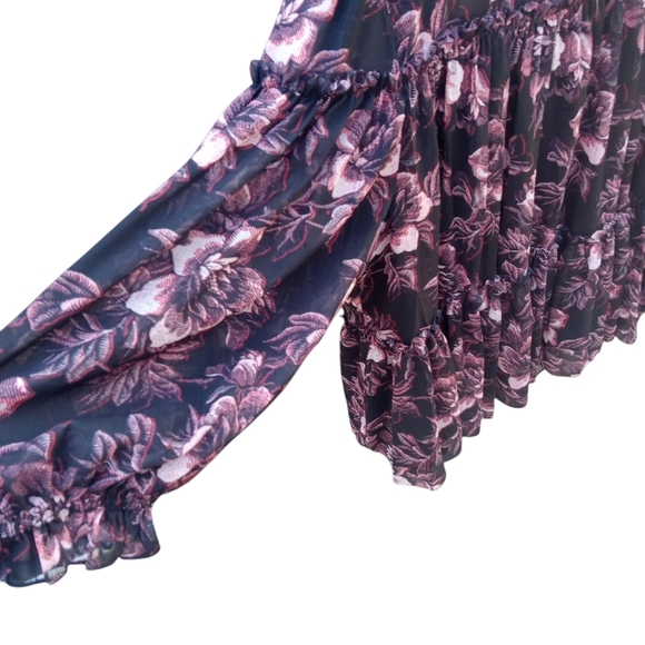 Ted Baker Black & Pink Floral Ballou Blouse - size 5 - Picture 3 of 8